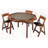 57" Oak Contemporary Folding Poker Table Set