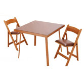 35" Oak Folding Card Table Set