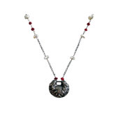 Sterling Silver Gemstone Chinese Lucky Charm Necklace