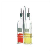 6 oz. French Oil and Vinegar Bottle Set with Caddy