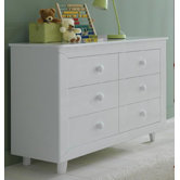 Gala Double 6-Drawer Dresser in White