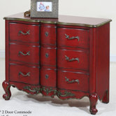 Crimson Two Door Commode in Distressed Crimson