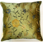Florence Embroidered Cushion in Blue