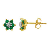 Flower Emerald Gemstone Stud Earrings