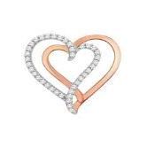 Sterling Silver and 14K Rose Gold Double Heart Diamond Pendant
