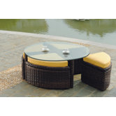 Saint Tropez Wicker Round Sushi Table with Ottoman