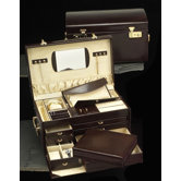 Large Jewelry Chest in Brown Leather