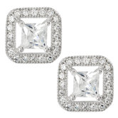 Square Cut Cubic Zirconia Stud Earrings