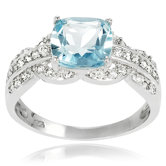 Sterling Silver Cushion Cut Cubic Zirconia Engagement Ring