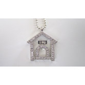 Sterling Silver Doghouse Cubic Zirconium Pendant