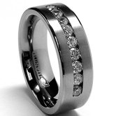 Men's Titanium Cubic Zirconia Comfort Fit Wedding Band