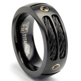 Titanium Cubic Zirconia Twisted Wedding Band