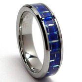 Flat Top Tungsten Carbide Carbon Fiber Comfort Fit Wedding Band