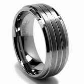Tungsten Carbide Grooved Comfort Fit Wedding Band