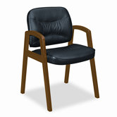 VL800 Series Leather Guest Chair with Wood Arms