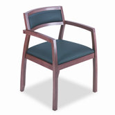 Basyx Wood Guest Chairs with Black Leather Seat/Back