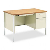34000 Series Computer Desk with Single Right Metal Pedestal