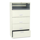 600 Series Lateral File w/1 Drwr/4 Receding Door Roll-Out Shelves, 36w, PY