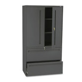 ins700 Series Lateral File with Storage Cabinet, 36w x 19-1/4d, Charcoal