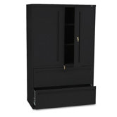 700 Series Lateral File with Storage Cabinet, 42w x 19-1/4d, Black
