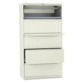 800 Series Five-Drawer Lateral File With Roll-Out Shelf, 36w, Putty