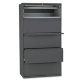 800 Series Five-Drawer Lateral File With Roll-Out Shelf, 36w, Charcoal