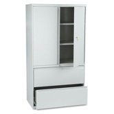 800 Series Lateral File w/Storage Cabinet, 36w x 19-1/4d, LGY