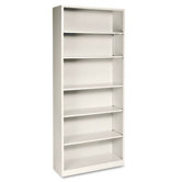 Metal Bookcase, 6 Shelves, 34-1/2w x 12-5/8d x 81-1/8h, Putty