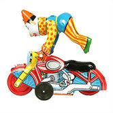 Tin Clown and Motorcycle Toy
