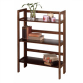 Basics 39" H Antique Walnut Folding Three Tier Bookshelf