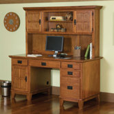Arts and Crafts Pedestal Computer Desk and Hutch