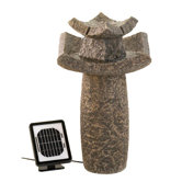 Temple Sculpture Solar Water Fountain