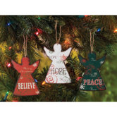 Wooden Angels Ornament Trio