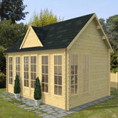 Pool House Log Cabin with Opening Windows