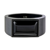 Men's Stainless Steel Black Agate Ring