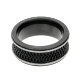 Men's Stainless Steel Rubber Inlay Band