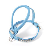 Teacup Leather Dog Harness with Crystals in Tiffany Blue