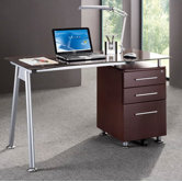 Computer Desk with Side Cabinet in Chocolate