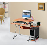 Compact Computer Desk with Keyboard Tray and Side Accessory Shelf