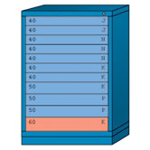 Counter High Standard Cabinet with 11 Drawers: 30" W x 28 1/4" D x 44 1/4" H