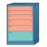 Counter High Standard Cabinet with 6 Drawers: 30" W x 28 1/4" D x 44 1/4" H