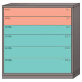 Eye-Level High Double Wide Cabinet with 6 Drawers: 60" W x 28 1/4" D x 59 1/4" H