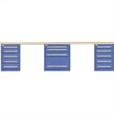 Modular Drawer Workstation with 3 Cabinets and 2 Tops: 72" W x 28" D x 35 1/2"  H