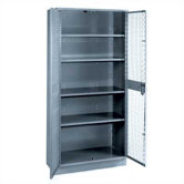 All-Welded Visible Storage Cabinet with 4 Shelves and 4" Base: 72" H x 36" W x 21" D