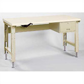 Ergo-Bench Work Station with Stringer and Drawer: 60" W x 34" D