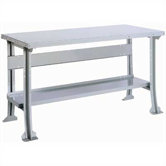Work Bench with Stringer and Shelf: 72" W x 34" D