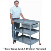 Mobile Tool Stand - 2 Trays: 37 1/4" H x 28" W x 36" W