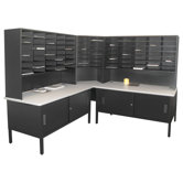 84 Slot Corner Literature Organizer with Cabinet