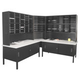 120 Adjustable Slot Corner Literature Organizer with Cabinet