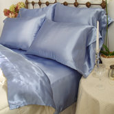 230 Thread Count Charmeuse II Satin Sheet Set in Blue